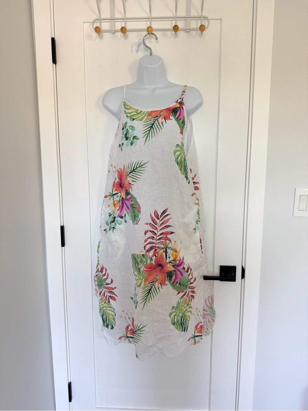 100% Linen Brandnew Tropical Floral Linen Maxi Dress - Spaghetti Straps